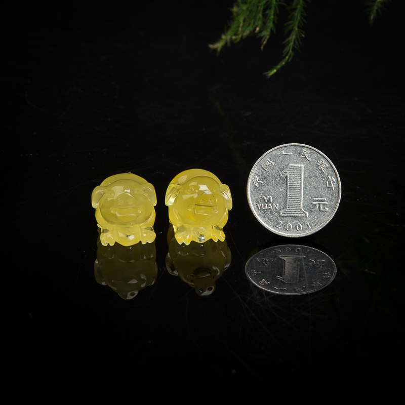 天然波罗的海浅黄金绞蜜亥猪吊坠套装-红掌柜