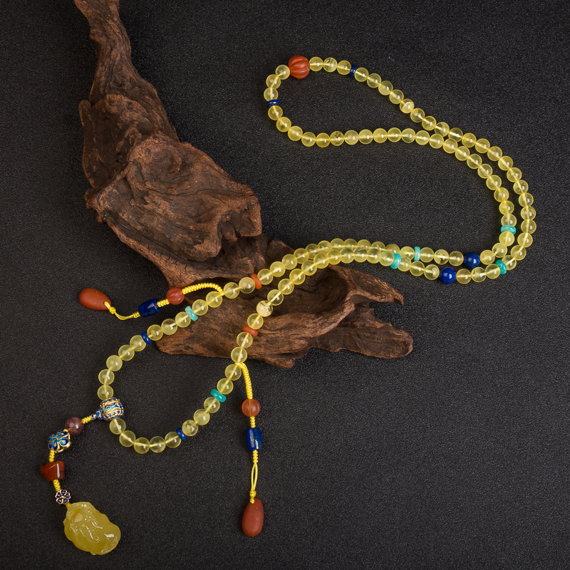 波罗的海天然金绞蜜108佛珠-红掌柜