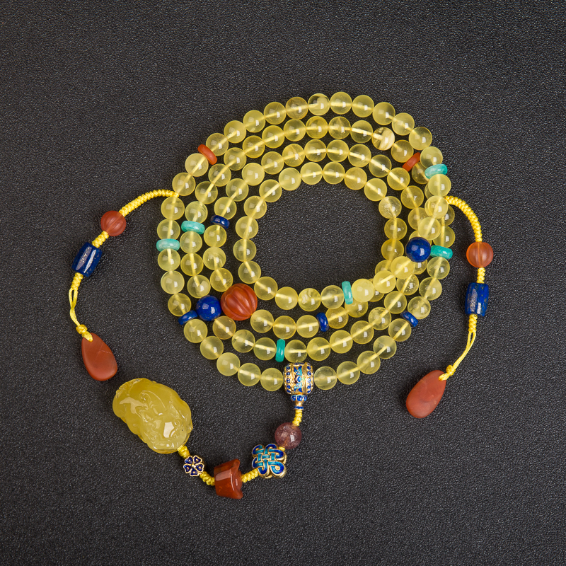 浅黄金绞蜜108佛珠-红掌柜
