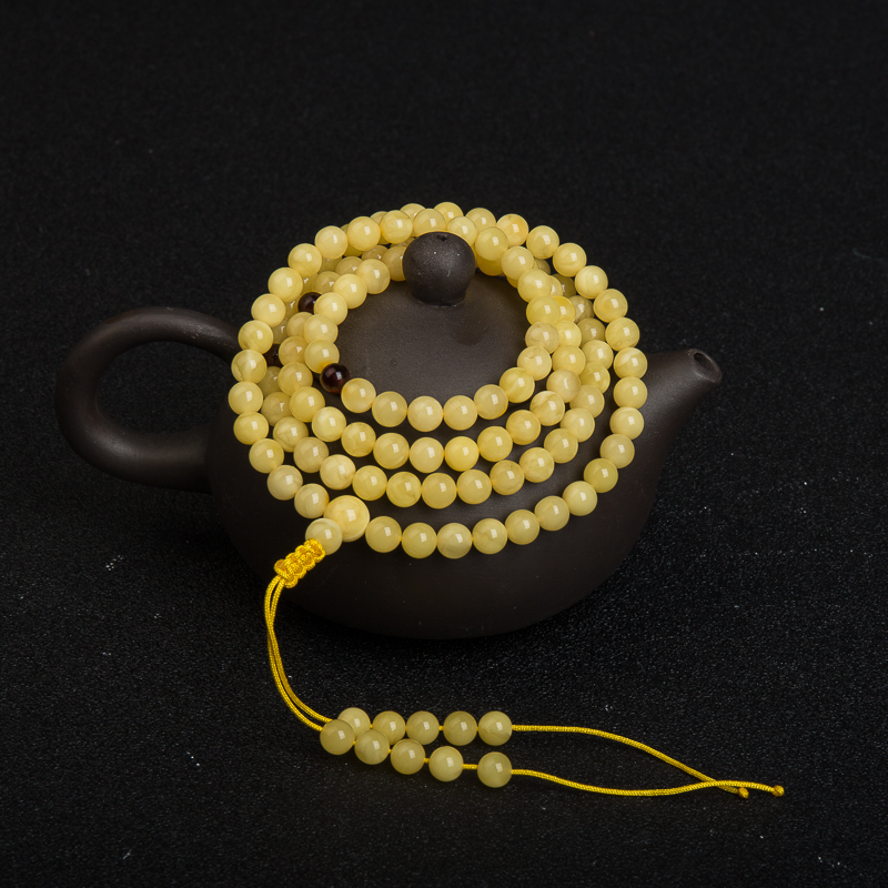 6.2mm波罗的海鸡油黄蜜蜡108佛珠-红掌柜