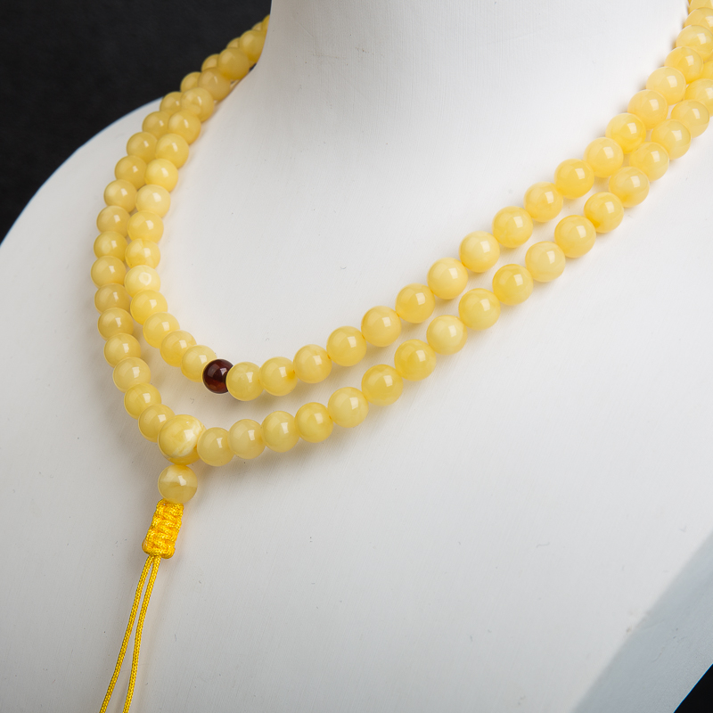 波罗的海天然鸡油黄蜜蜡108佛珠-红掌柜