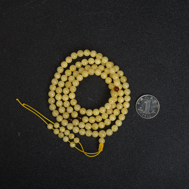 6.6mm天然波罗的海鸡油黄蜜蜡108佛珠-红掌柜