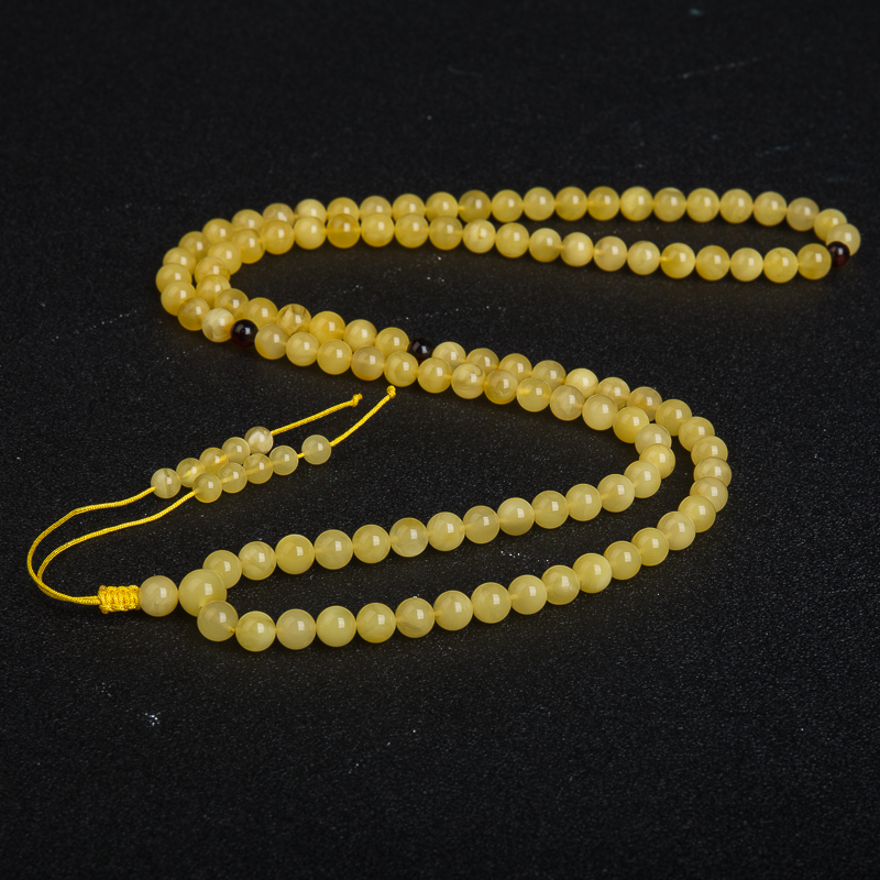 7.5mm波罗的海鸡油黄蜜蜡108佛珠-红掌柜