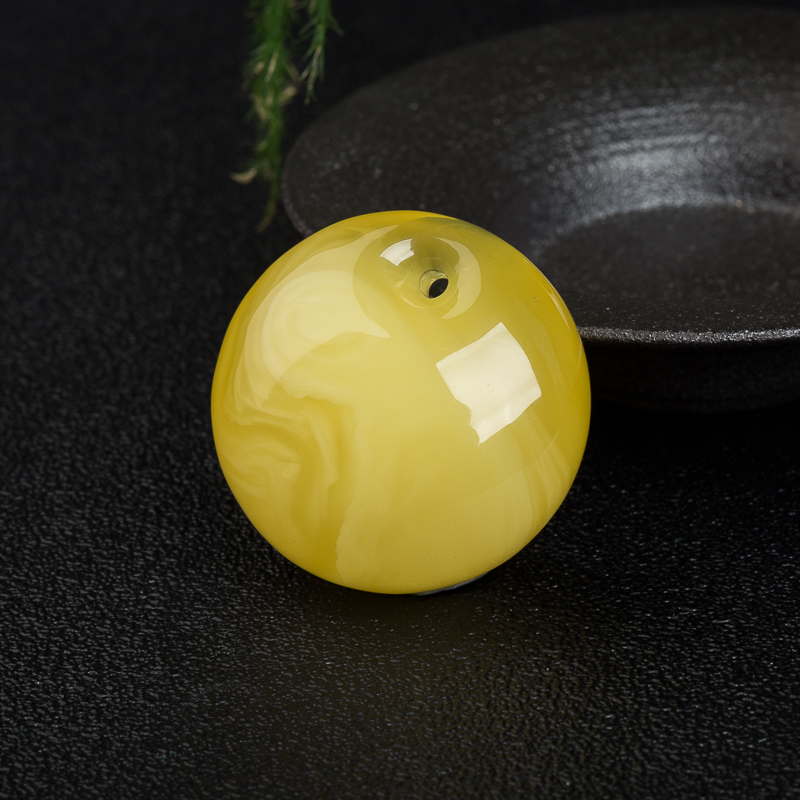 鸡油黄蜜蜡平安扣吊坠-红掌柜