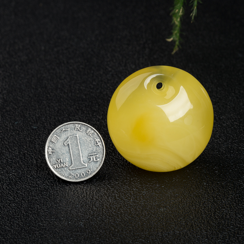 天然波罗的海鸡油黄蜜蜡平安扣吊坠-红掌柜