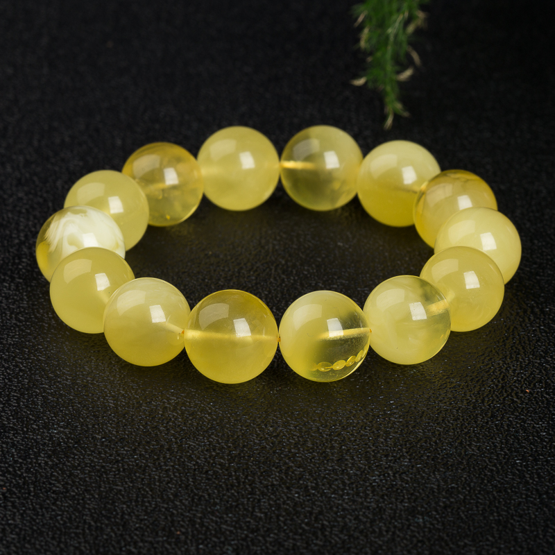 16.3mm天然柠檬黄金绞蜜手串-红掌柜