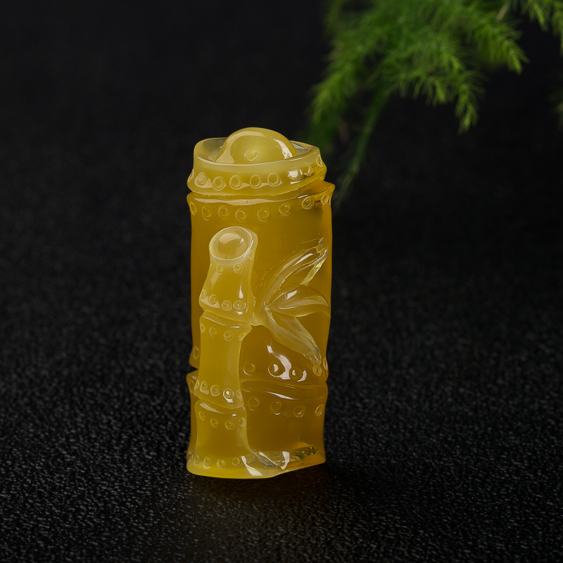 波罗的海天然鸡油黄蜜蜡竹节吊坠-红掌柜
