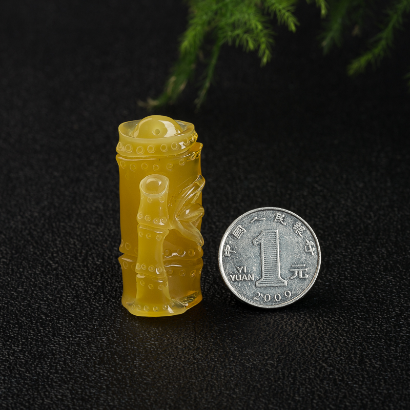 天然鸡油黄蜜蜡吊坠-红掌柜