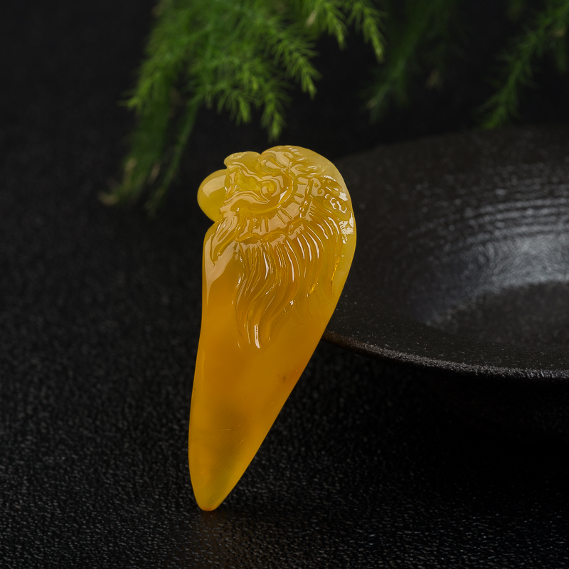 天然蜜蜡龙头狼牙吊坠-红掌柜