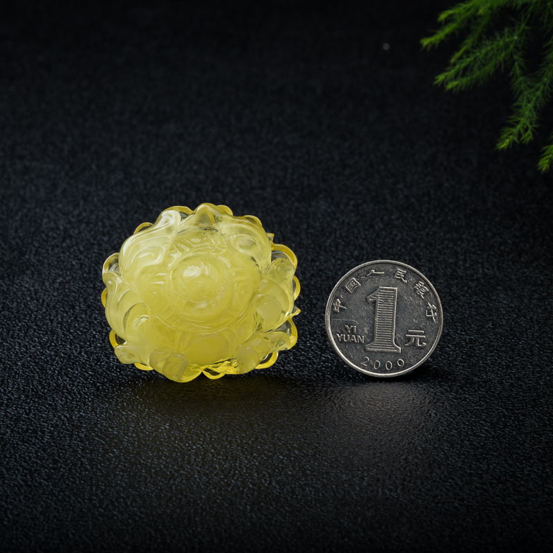 天然波罗的海浅黄金绞蜜花开富贵吊坠-红掌柜