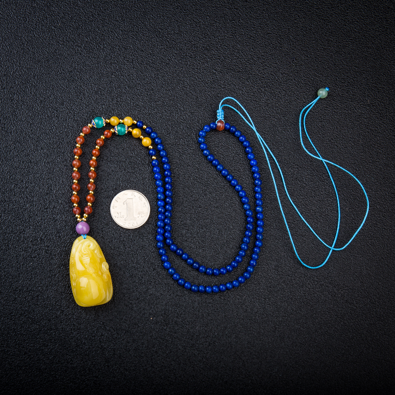 天然波罗的海鸡油黄蜜蜡福禄吊坠-红掌柜