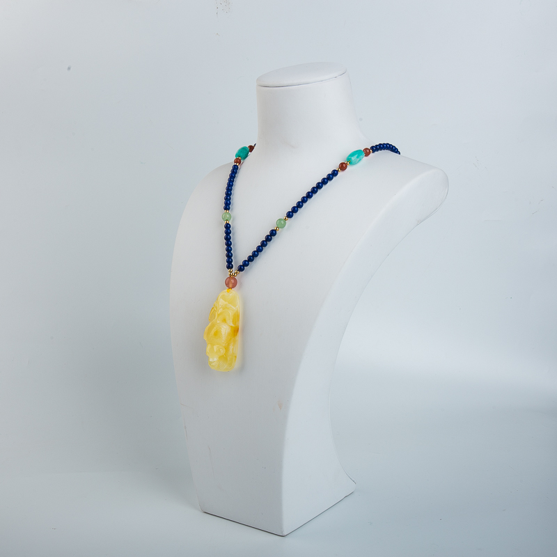 浅黄蜜蜡金鱼项链-红掌柜