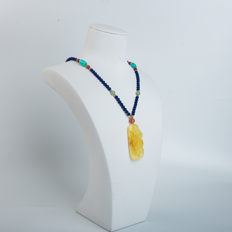 带皮蜜蜡金鱼项链-红掌柜