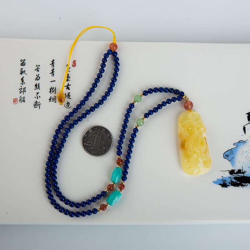 蜜蜡金鱼吊坠-红掌柜