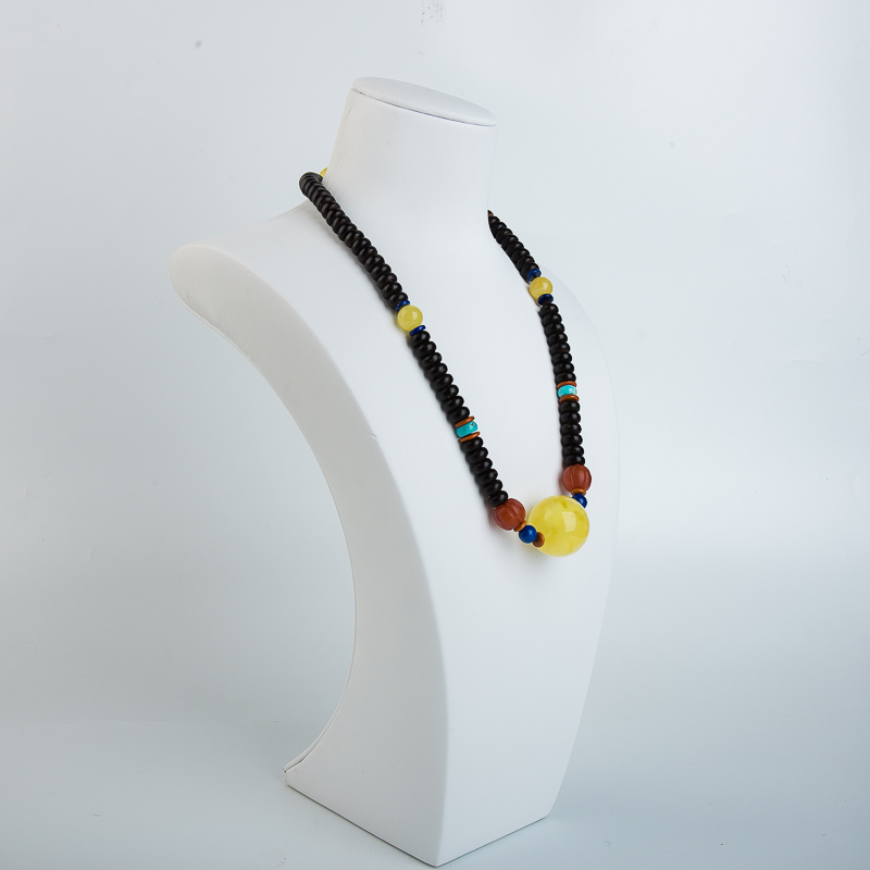 天然白花蜜圆珠项链-红掌柜