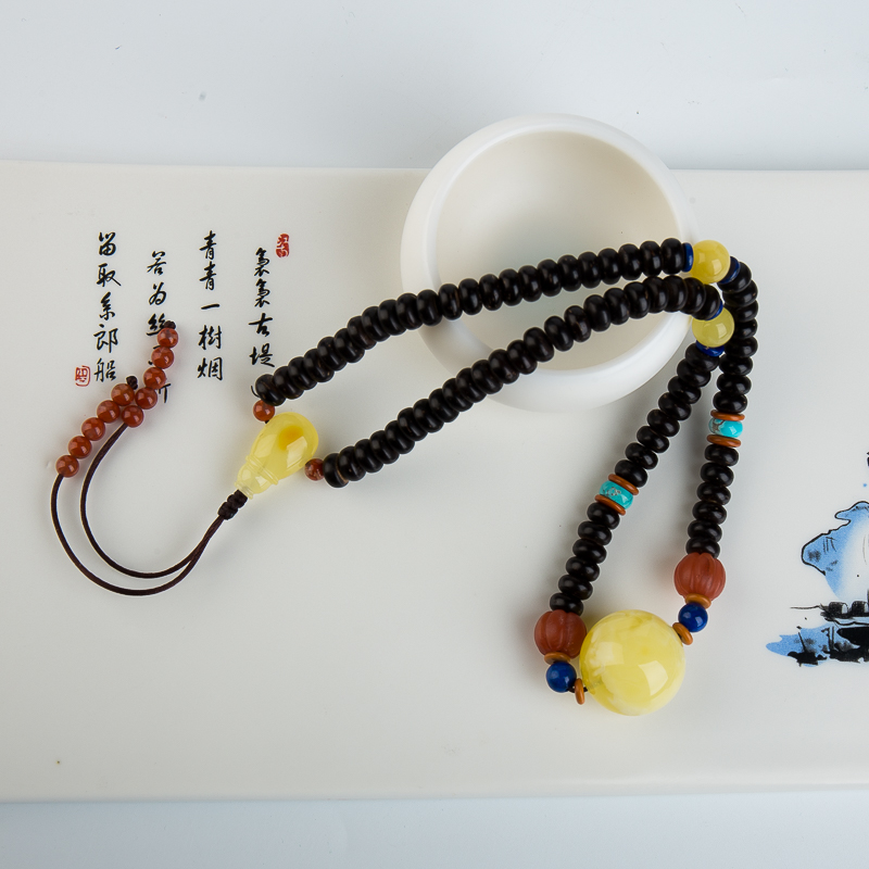 白花蜜圆珠项链-红掌柜