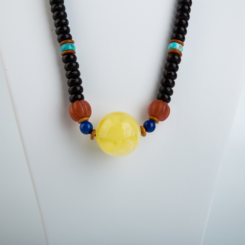 天然白花蜜圆珠项链-红掌柜