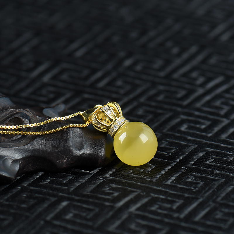 波罗的海天然鸡油黄蜜蜡吊坠-红掌柜