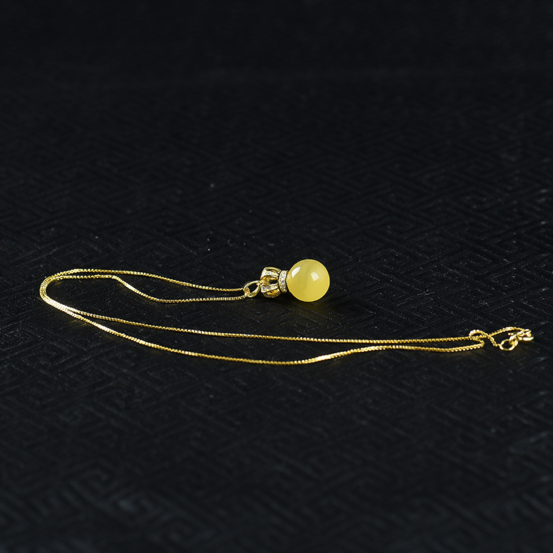 银镶波罗的海天然蜜蜡吊坠-红掌柜