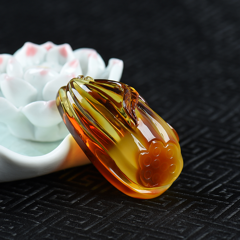 天然俏色金绞蜜福如意吊坠-红掌柜