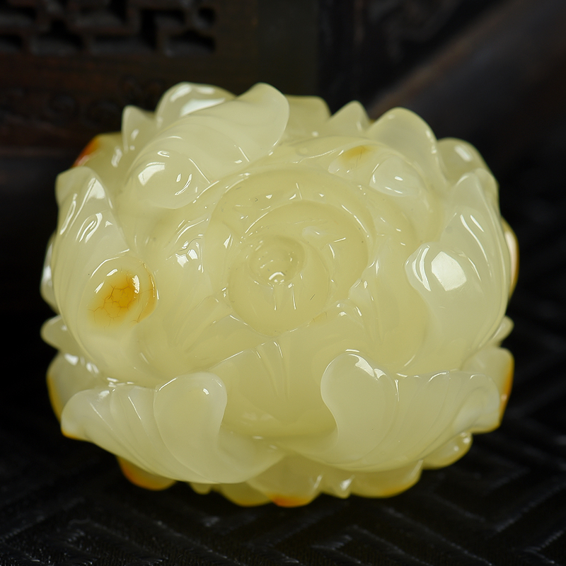 柠檬黄蜜蜡牡丹花吊坠-红掌柜