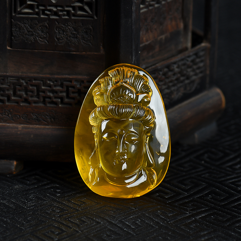 金珀观音吊坠-红掌柜