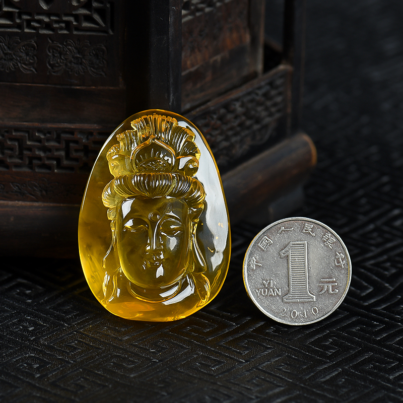 琥珀观音吊坠-红掌柜
