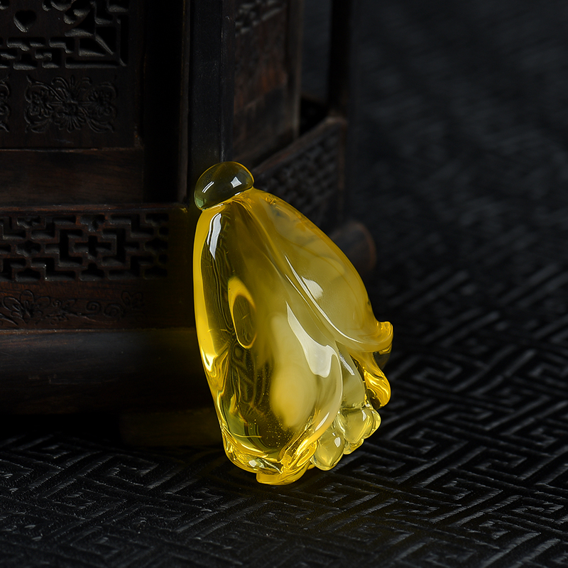 天然鸡油黄金绞蜜百合花吊坠-红掌柜