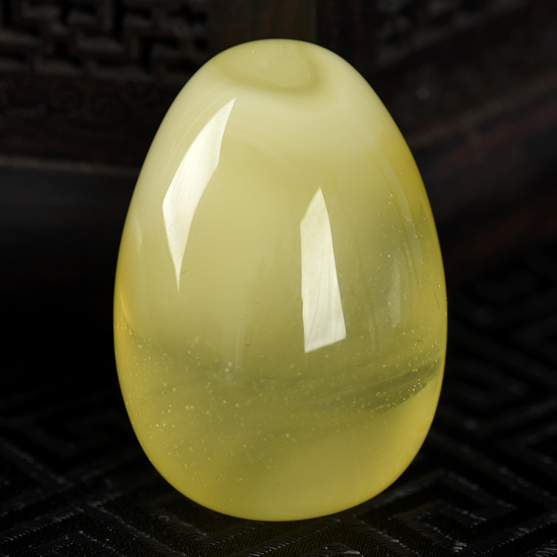 天然浅黄金绞蜜蛋形吊坠-红掌柜