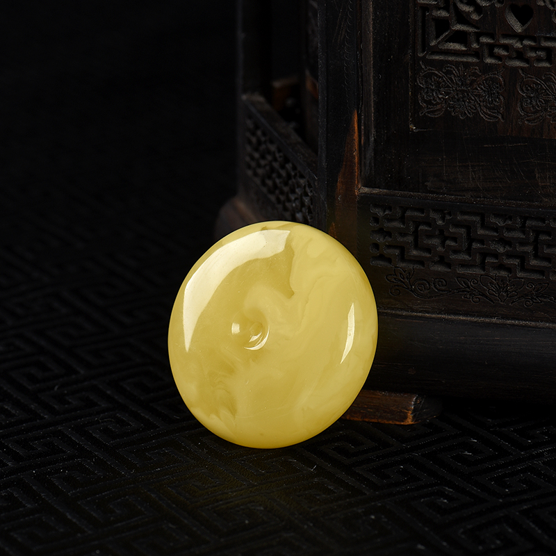 天然蜜蜡平安扣吊坠-红掌柜