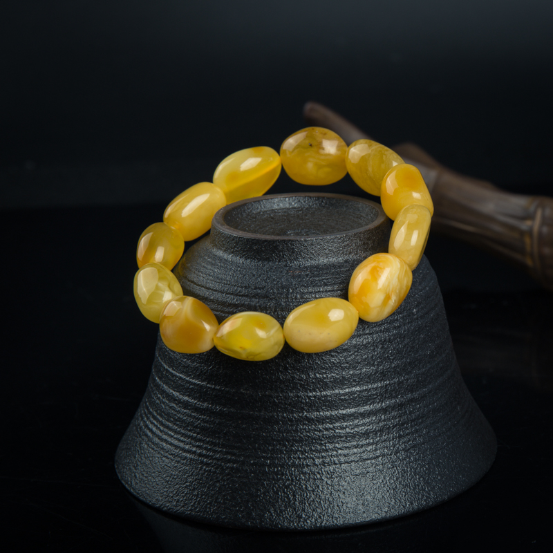 鸡油黄金绞蜜单圈手串-红掌柜