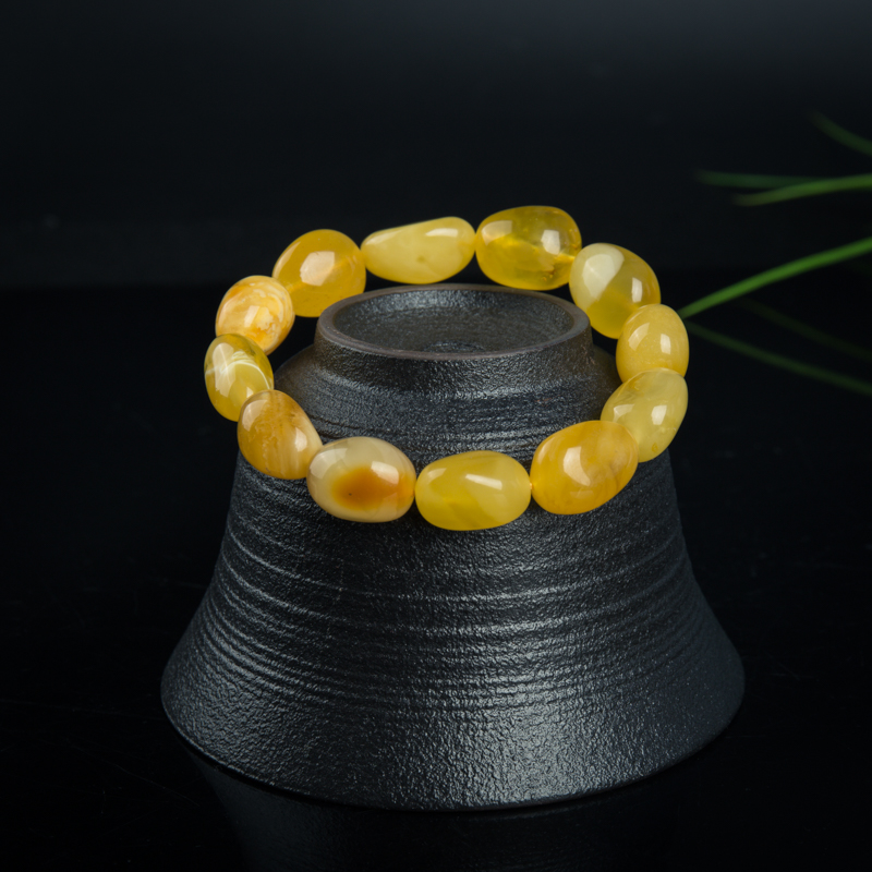 鸡油黄金绞蜜单圈手串-红掌柜