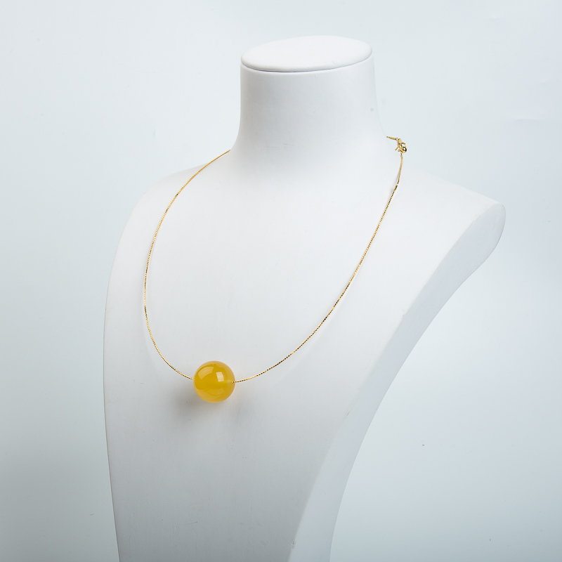 天然18.2mm鸡油黄蜜蜡项链-红掌柜