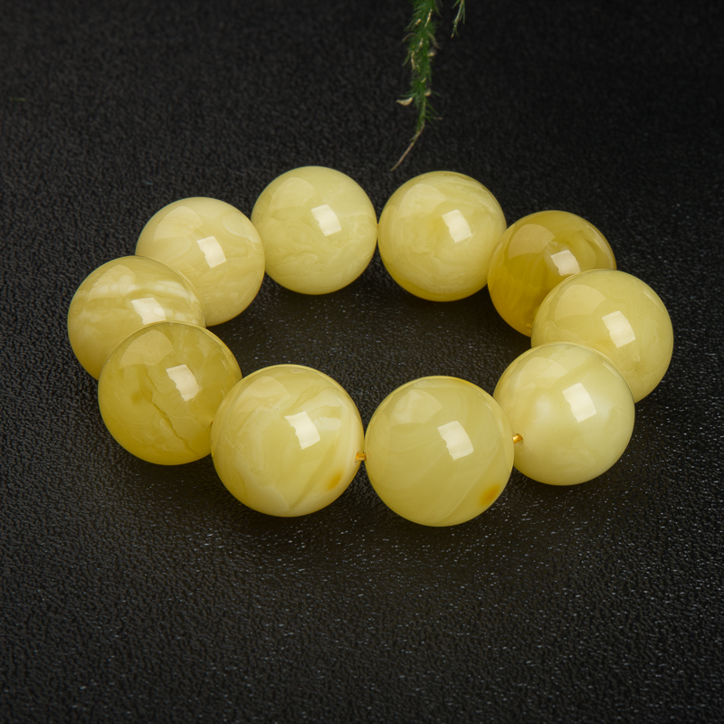 25mm天然波罗的海浅黄蜜蜡手串-红掌柜