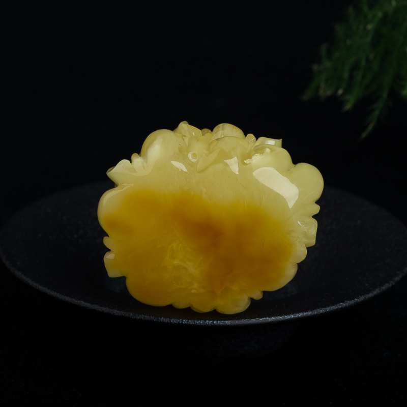 天然波罗的海蜜蜡花开富贵吊坠-红掌柜