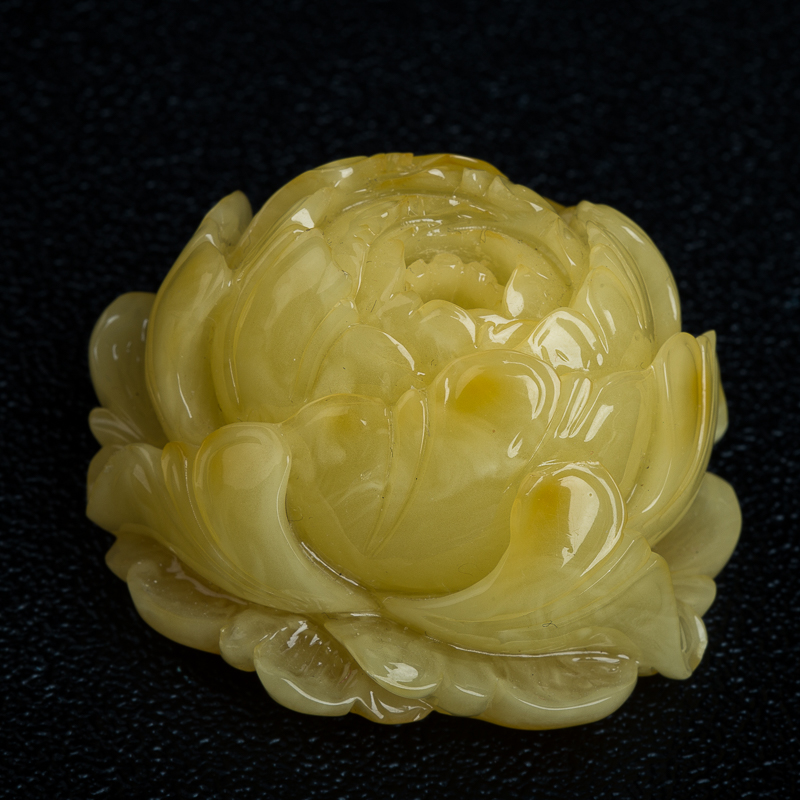 波罗的海柠檬黄蜜蜡花开富贵吊坠-红掌柜