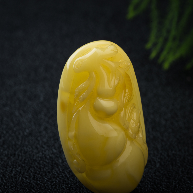 波罗的海柠檬黄蜜蜡福禄寿吊坠-红掌柜