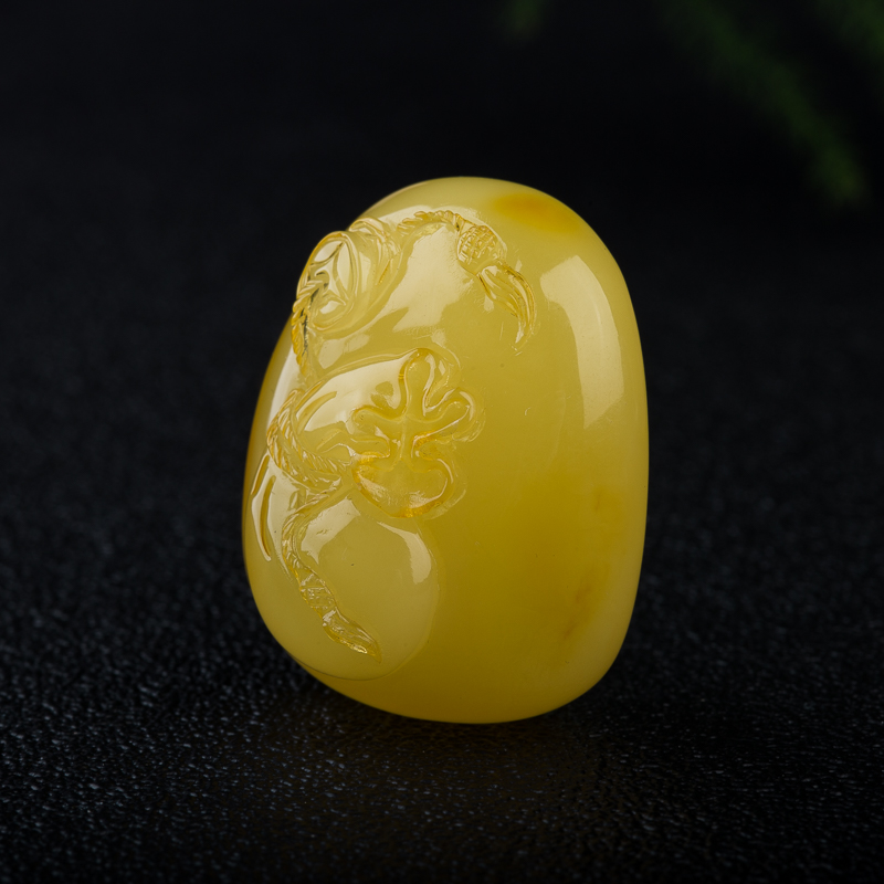 天然鸡油黄蜜蜡钱袋吊坠-红掌柜