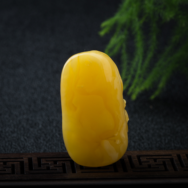 天然波罗的海鸡油黄蜜蜡吊坠-红掌柜