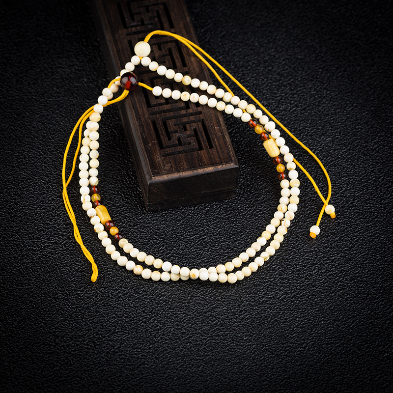 天然象牙白白蜜108佛珠-红掌柜