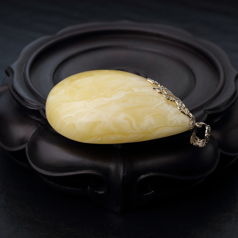 天然白花蜜蜡水滴吊坠-红掌柜