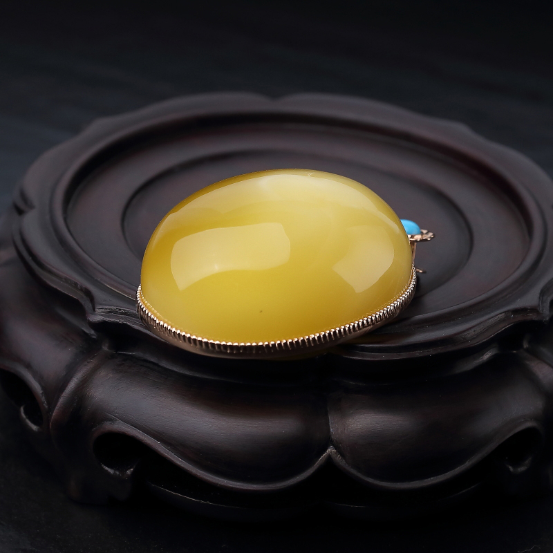 天然蜜蜡蛋面形吊坠-红掌柜