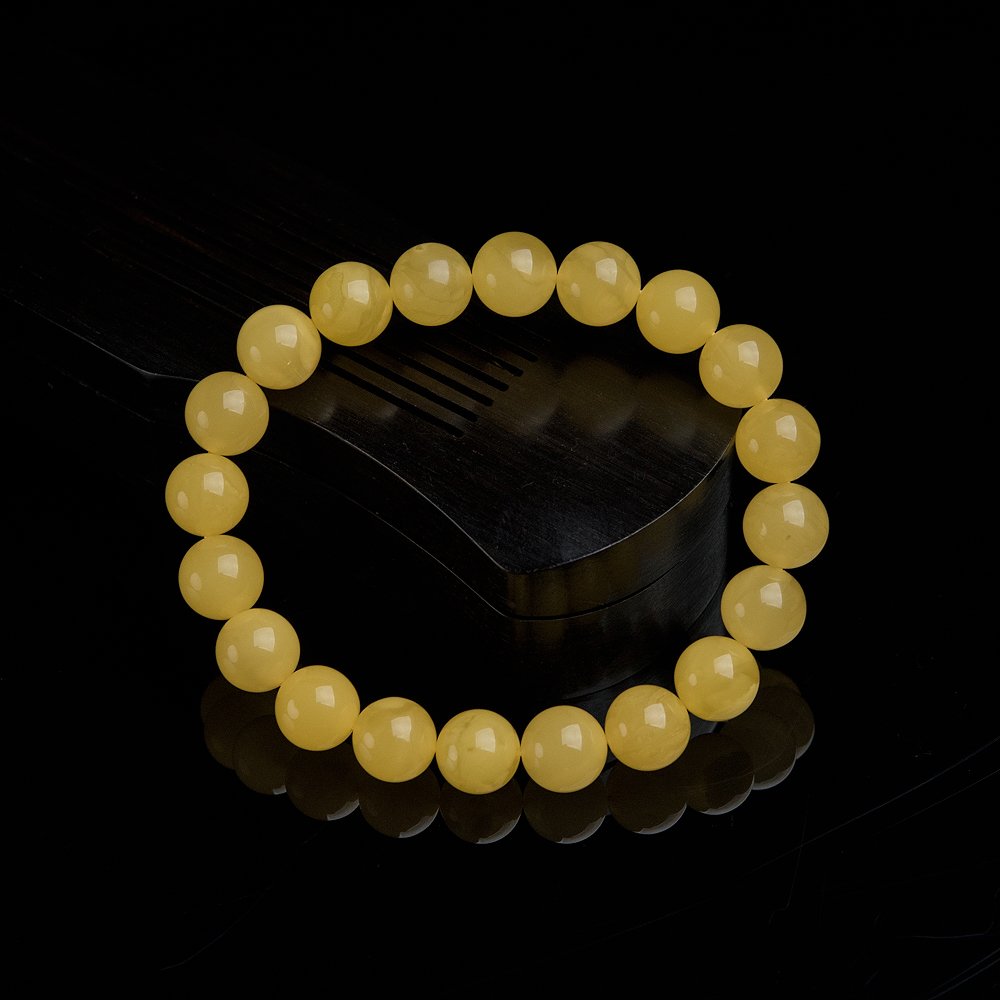 9mm鸡油黄蜜蜡单圈手串-红掌柜