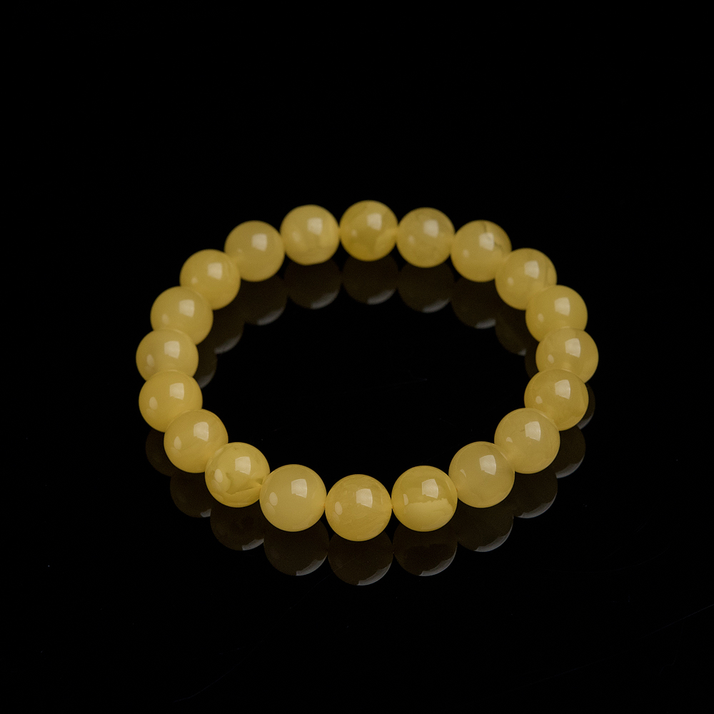 鸡油黄蜜蜡单圈手串-红掌柜