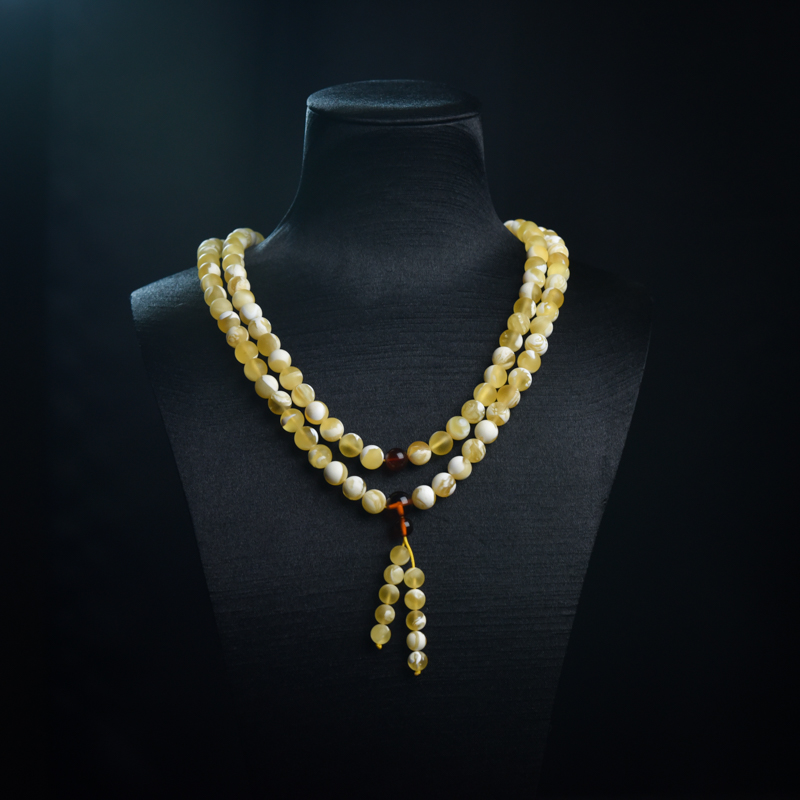 8mm白花蜜蜡108佛珠-红掌柜