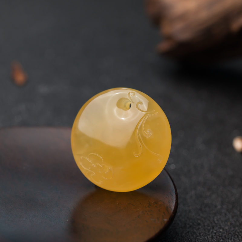 鸡油黄蜜蜡吊坠-红掌柜