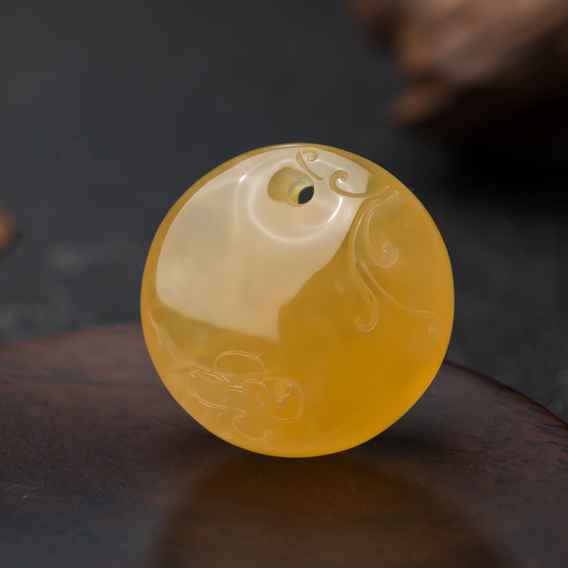 波罗的海鸡油黄蜜蜡平安扣吊坠-红掌柜