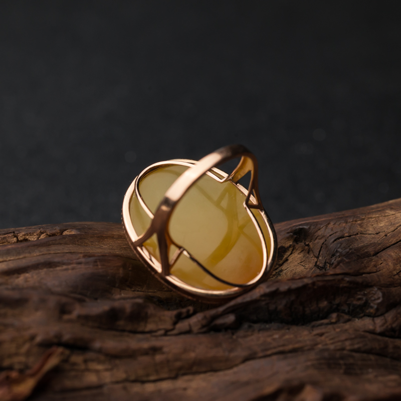 金镶鸡油黄蜜蜡戒指-红掌柜