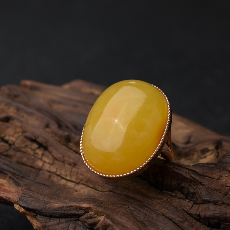 波罗的海鸡油黄蜜蜡戒指-红掌柜