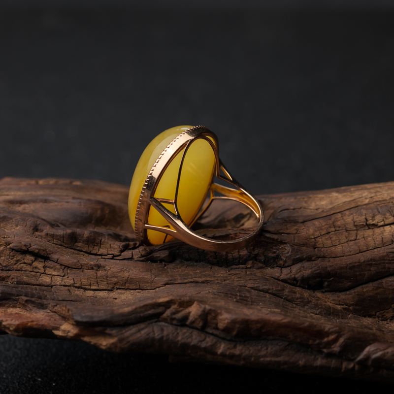 天然鸡油黄蜜蜡戒指-红掌柜